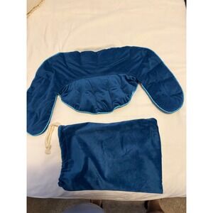 Velvet Weighted Neck Shoulder Heating Pad Wrap Teal Blue with Storage Bag